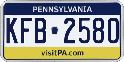PA license plate KFB2580