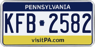 PA license plate KFB2582