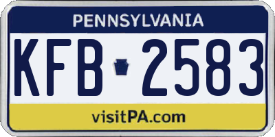 PA license plate KFB2583