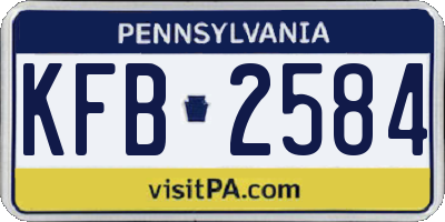 PA license plate KFB2584