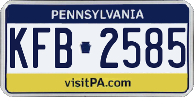 PA license plate KFB2585