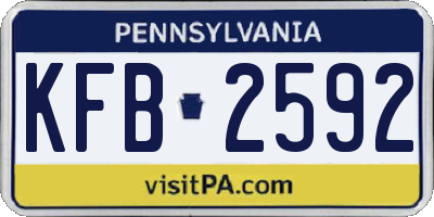 PA license plate KFB2592