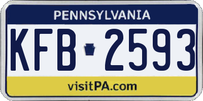 PA license plate KFB2593