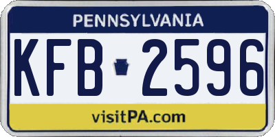 PA license plate KFB2596