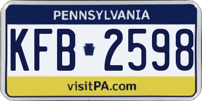 PA license plate KFB2598