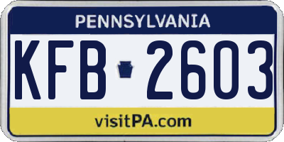 PA license plate KFB2603