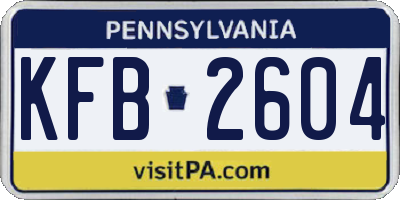 PA license plate KFB2604