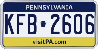 PA license plate KFB2606