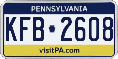PA license plate KFB2608