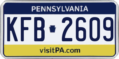 PA license plate KFB2609