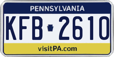 PA license plate KFB2610