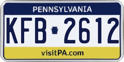 PA license plate KFB2612
