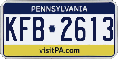 PA license plate KFB2613