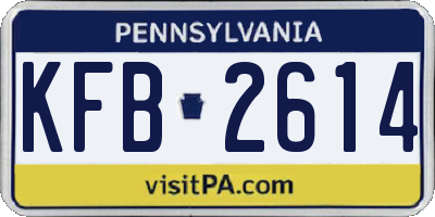PA license plate KFB2614