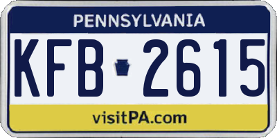 PA license plate KFB2615