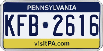 PA license plate KFB2616