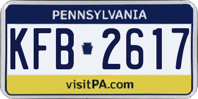 PA license plate KFB2617