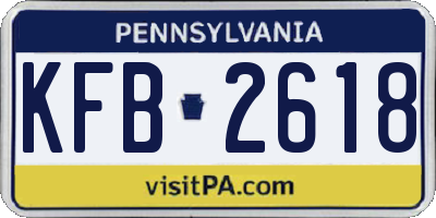 PA license plate KFB2618