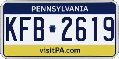 PA license plate KFB2619