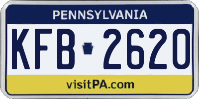 PA license plate KFB2620