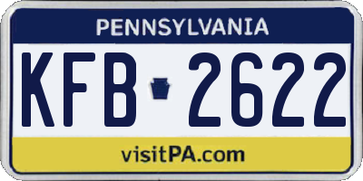PA license plate KFB2622