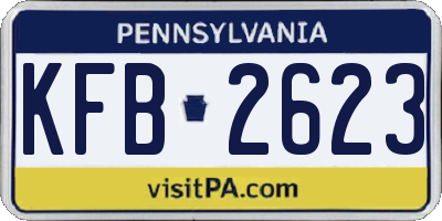 PA license plate KFB2623