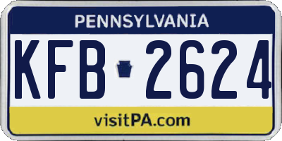 PA license plate KFB2624