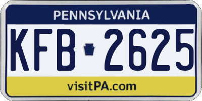 PA license plate KFB2625