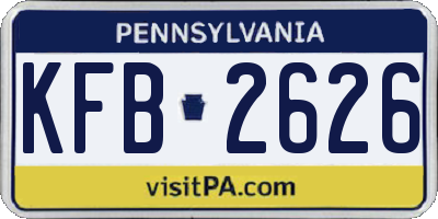 PA license plate KFB2626