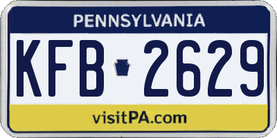 PA license plate KFB2629