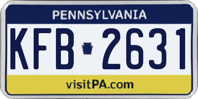 PA license plate KFB2631
