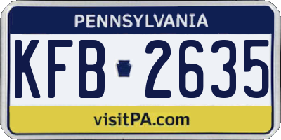 PA license plate KFB2635