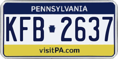 PA license plate KFB2637