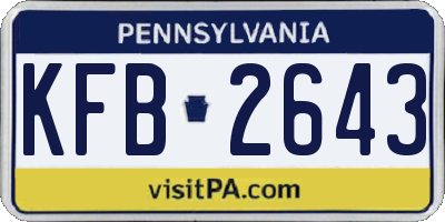 PA license plate KFB2643