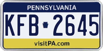 PA license plate KFB2645
