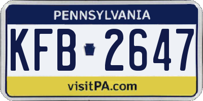 PA license plate KFB2647