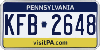PA license plate KFB2648