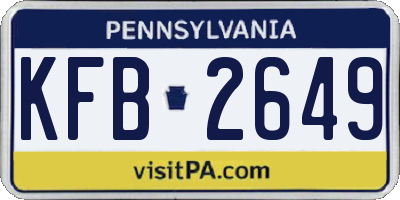 PA license plate KFB2649