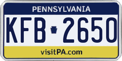 PA license plate KFB2650