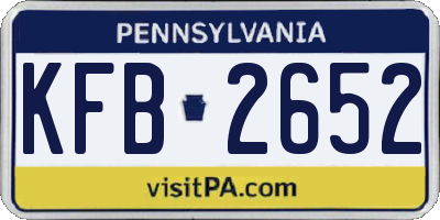 PA license plate KFB2652