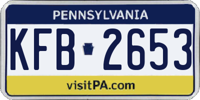 PA license plate KFB2653