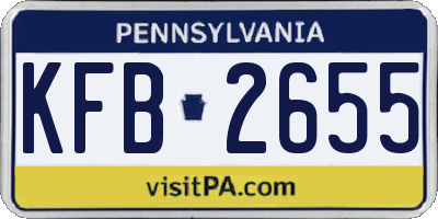 PA license plate KFB2655