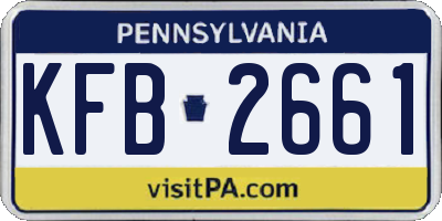 PA license plate KFB2661