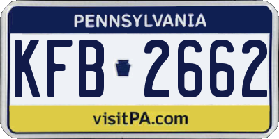 PA license plate KFB2662