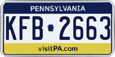 PA license plate KFB2663