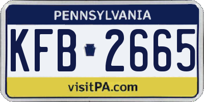PA license plate KFB2665