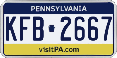 PA license plate KFB2667