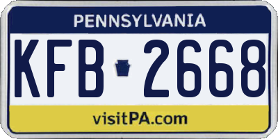 PA license plate KFB2668