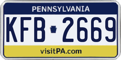 PA license plate KFB2669