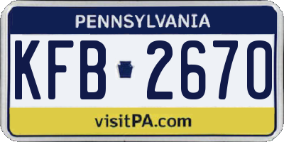PA license plate KFB2670